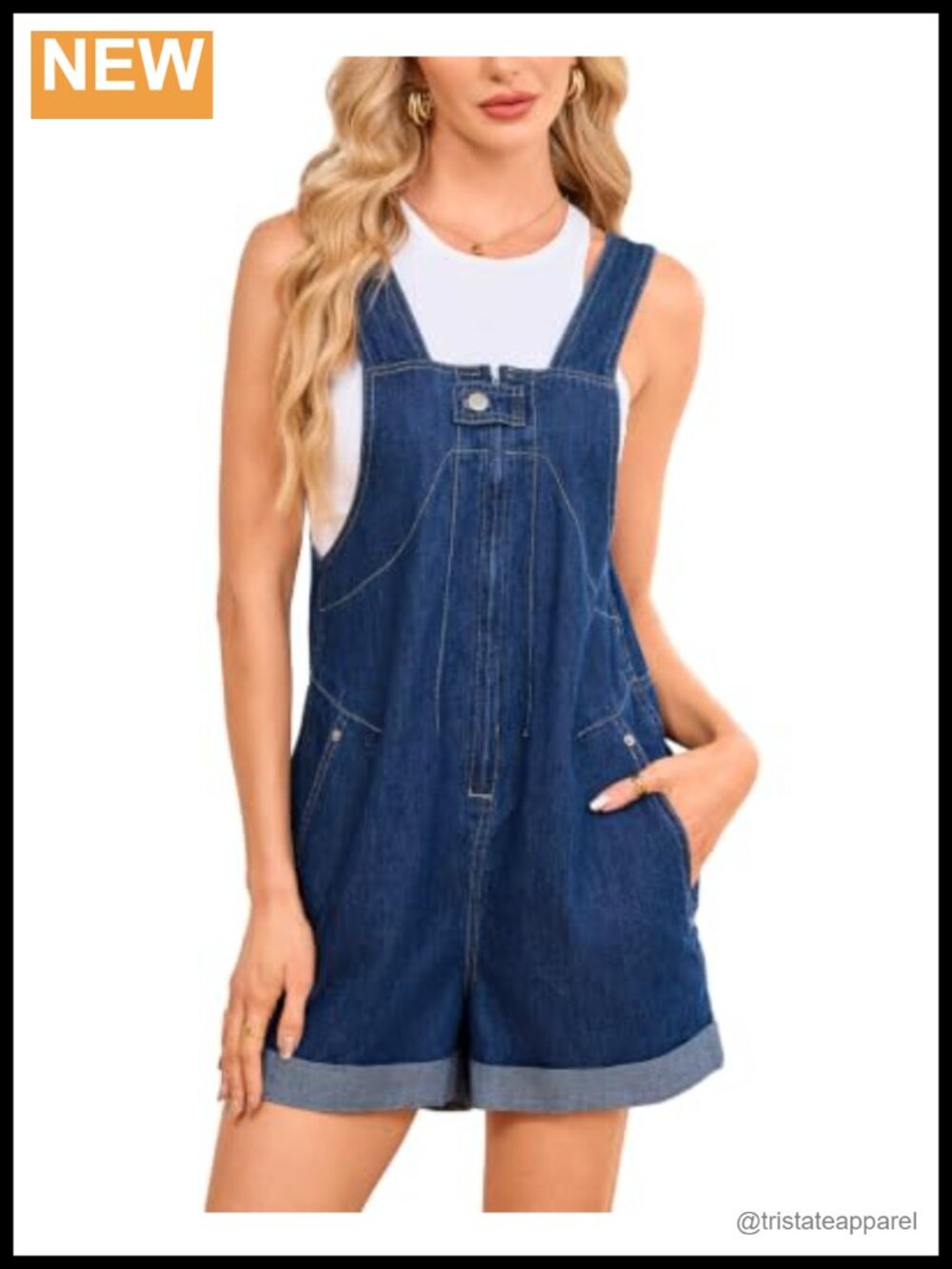 Women's Denim Romper Sleeveless Zip Front Short Overall Jumpsuit